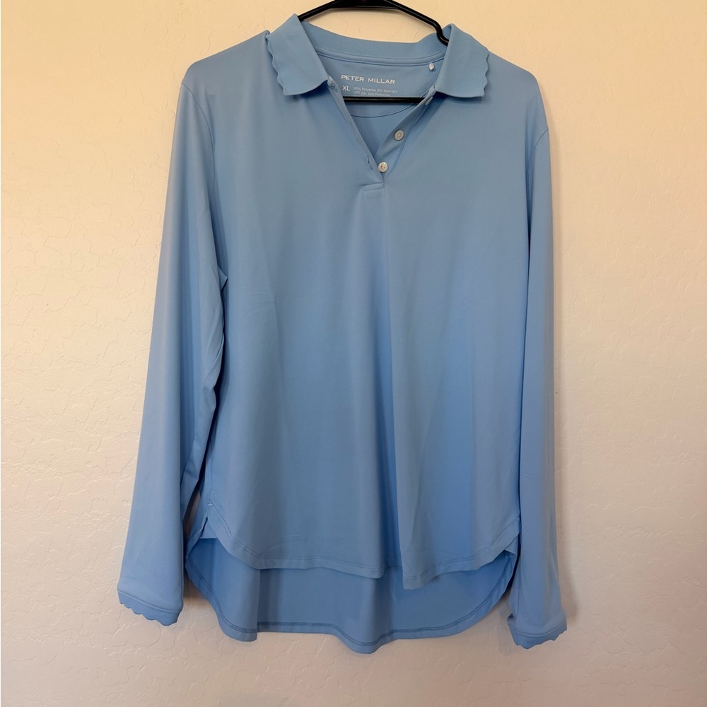 Peter Millar Opal Stretch Women's Jersey Long Sleeve Polo Shirt size large